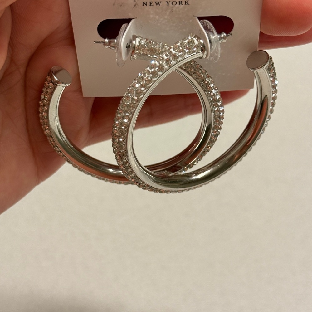 Elegant Silver Hoop Earrings - Picture 10 of 17